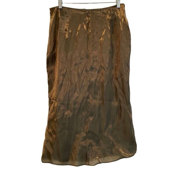 Dollskill Current Mood Womens Midi Skirt L Green Iridescent Goth Punk Side Slit - Picture 2 of 8